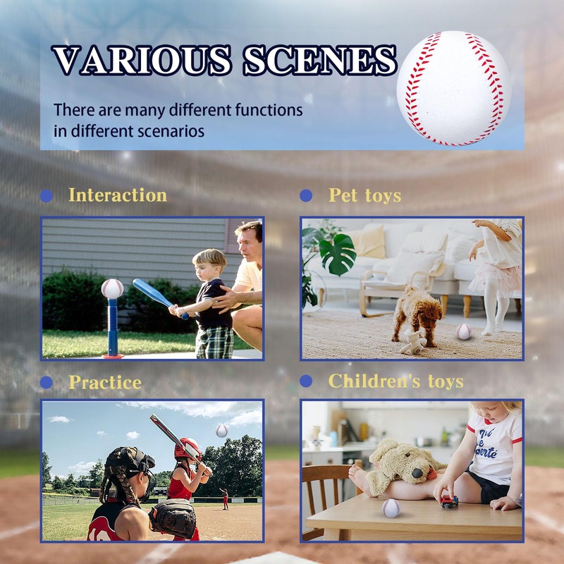 4 Pack Foam Baseballs, 9 Inch Soft Baseballs Training Pitch