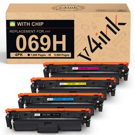 v4ink 069H 069 Toner Cartridges High Capacity Compatible Replacement for Canon 069H 069 Works for Canon Color imageCLASS MF750C LBP670C Series MF753Cdw MF754Cdw MF751Cdw LBP674Cdw Printer 4-Pack