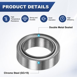 M METERXITY 10-Pack MF128ZZ Flanged Ball Bearing, 8 x 12 x 3.5mm Double Metal Shielded Chrome Steel (GCr15) Flange Rip Bearings for Wheelbarrow/Printer/Fax Machines/Power Tools