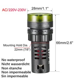 GUUZI 6pcs AC DC 220V 22mm LED Flash Alarm Signal Indicator Lamp with Buzzer (Red/Yellow/Green, Each for 2 Pieces)