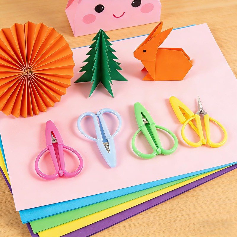 Mini Scissors 5 Pack, Tiny Needlepoint Scissors with Protective Covers