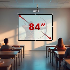 Maclean Portable Projection Screen - High-Quality Polyester Screen with 25 mm Black Border, 179° Viewing Angle and Easy Assembly (84 Inches, 175 x 131 cm, 4:3)