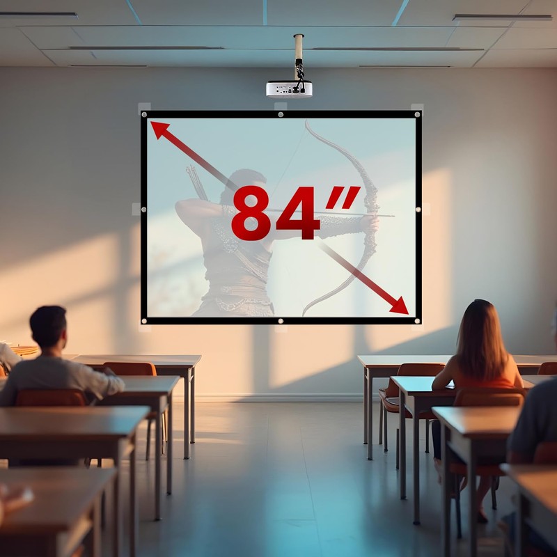 Maclean Portable Projection Screen - High-Quality Polyester Screen with 25