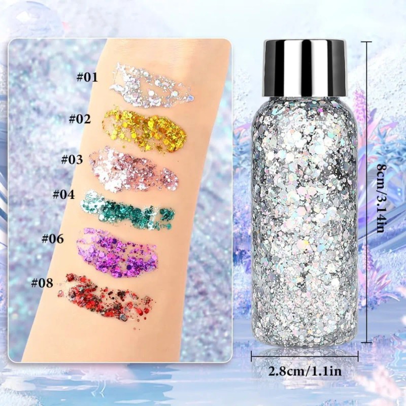 Body Glitter Maquillaje Cabello Cuerpo Brillos Colores 1pz F