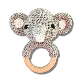 Babyrassel ELEFANT (klein) gehäkelt personalisiert/ohne Personalisierung (Ohne Personalisierung)