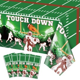 4Pcs Football Tablecloths, Rectangular Football Birthday Decorations Table Covers, Disposable Football Table Decorations for Kids Fans Sports Football Birthday Party Supplies, 51 x 86 Inch