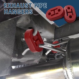 CHRYMUM 4PCS Car Rubber Exhaust Hanger, Rubber Muffler Hangers, Rubber Insulator Bushing Mount, Rubber Exhaust Mounts with 2 Holes 0.47 Inch, High Density Bracket Hanger Universal for Car/Truck/SUV