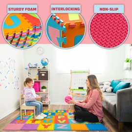 ToyVelt Foam Puzzle Floor Mat for Kids – Interlocking Play Mat with Colors, Alphabet, ABC, – Educational Large Puzzle Foam Floor Tiles for Crawling, Exercise, Playroom, Play Area