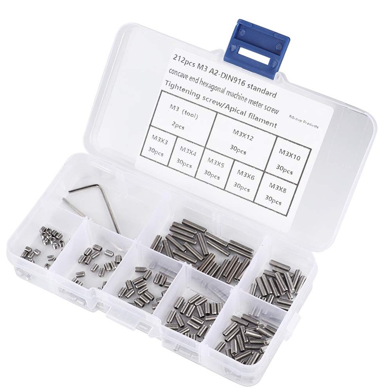 Hilitand A2-DIN916 Hex Socket Set Screw, Stainless Steel, M3 x