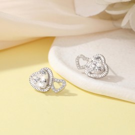 Hearts Earrings for Women 925 Sterling Silver Double Heart Studs Earrings for Women Gift