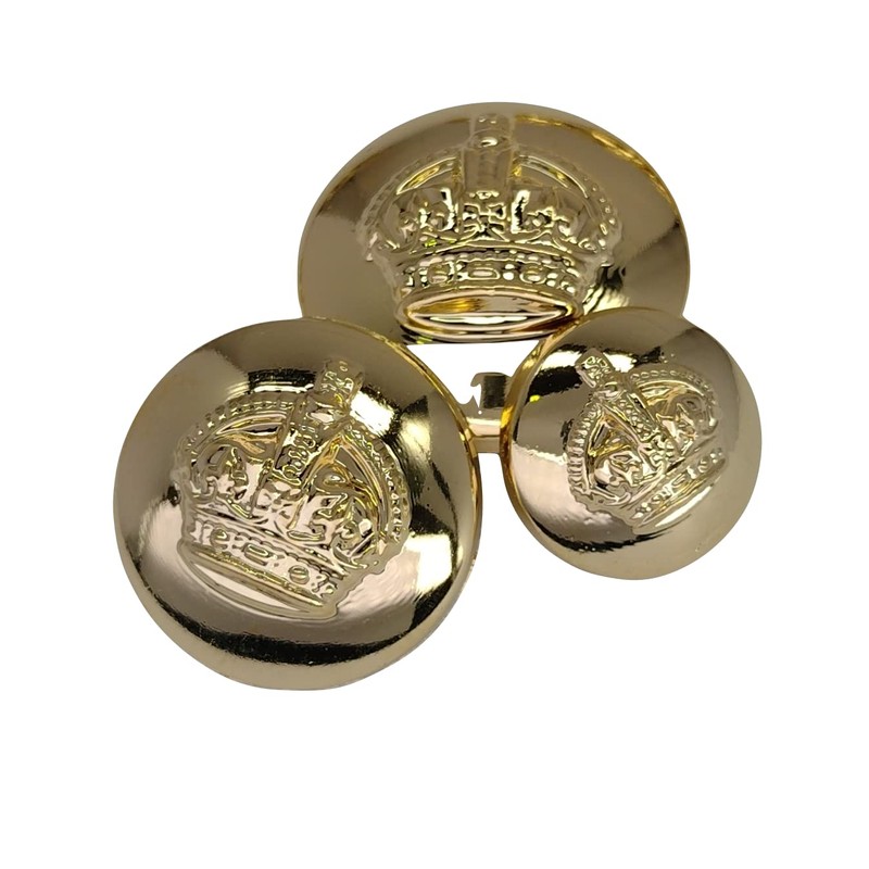 25 Gold Plated Silver Plated Buttons with Engraved Crown -