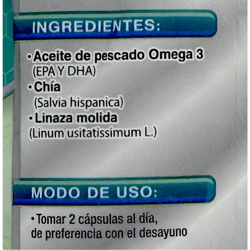Omega 3 con EPA y DHA 72 cápsulas de 500