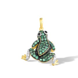 Santuzza 925 Sterling Silver Frog Pendant Gold Plated Green Spinel Cute Summer Animal Pendant for Women Girls