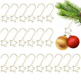 Pack of 60 Bauble Hangers for Christmas Tree Baubles, Small Christmas Tree Hooks, Gold, Metal Star S Hooks for Decorative Pendants and Christmas Tree Decorations