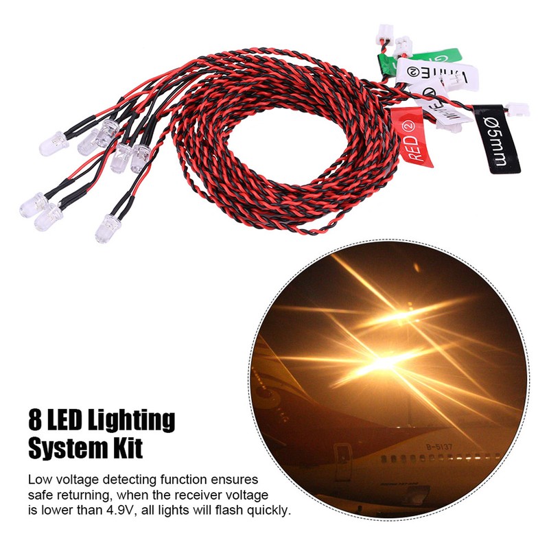 8 LED Lighting System Kit Simulation Flashing Lights for RC