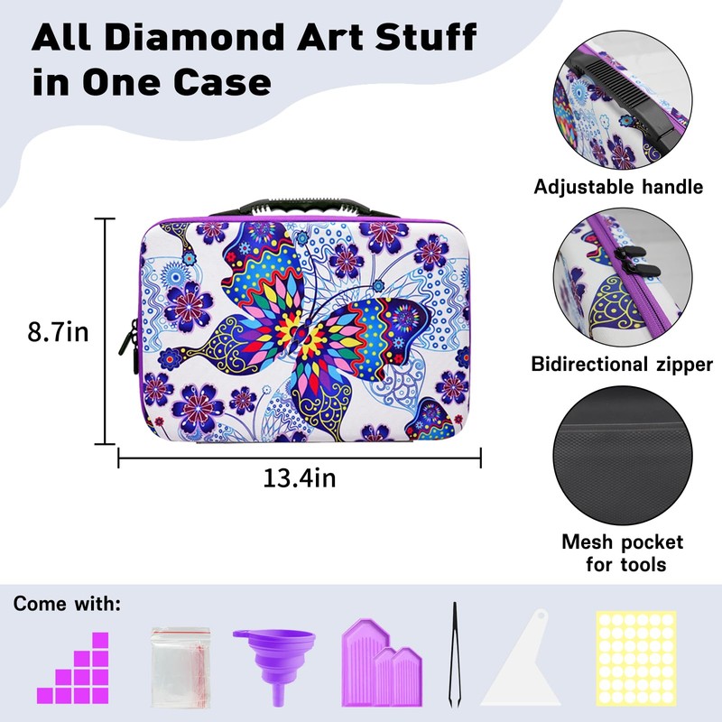 ZORETCO Diamond Painting Storage Case,60 Slots Diamond Art Kits with