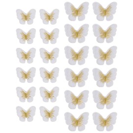URROMA Butterfly Appliques Embellishments, 24 Pcs White Lace Appliques for Sewing On Organza Lace Patches for Wedding Bride Hair Accessories