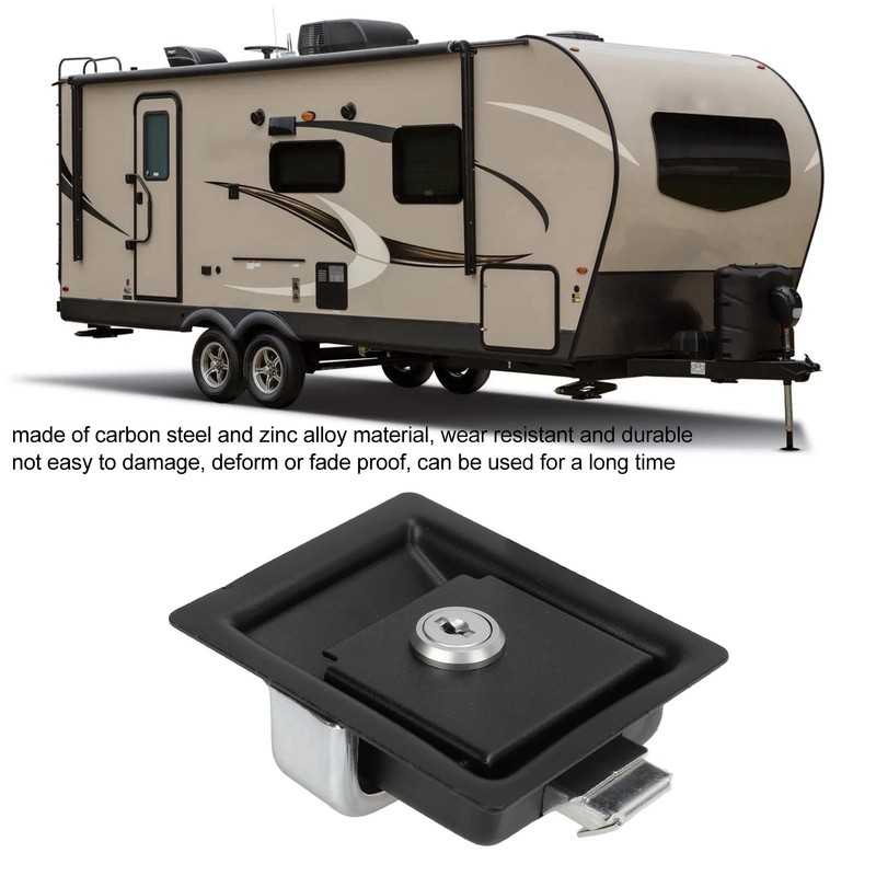 2 Pcs RV Handle Latch Carbon Steel Zinc Alloy Embedded