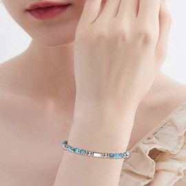 TERRISHE Bracelet Beads for Women Obsidian Beads Turquoise Bracelets Women's Pearl Bracelets Stainless Steel Gifts Best Friend Friendship Bracelet Bohemian Gemstone Jewellery, Stainless Steel