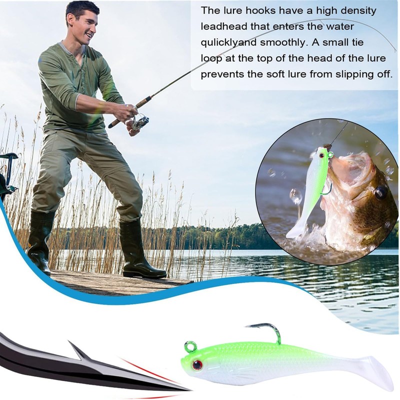 WUWYOUWL Fishing Lure Set, 5Pcs 8cm Soft Bait Head Sea