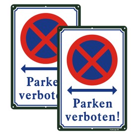 Pack of 2 No Parking Signs Aluminium Outdoor Signs 20 x 30 cm Private Parking Signs have Pre-Drilled Holes for Easy Installation