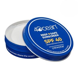 4ocean Protector solar FPS 40 seguro para arrecifes, protección UVA/UVB de amplio espectro, apto para el océano, resistente al agua, fórmula de óxido de zinc sin nano, 2.8 onzas (cada lata elimina 1