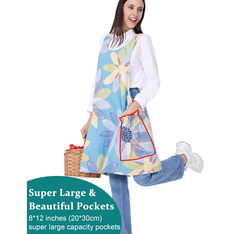 OCXMME OCXXMME Adjustable Easeful Cross Back Aprons for Women Floral