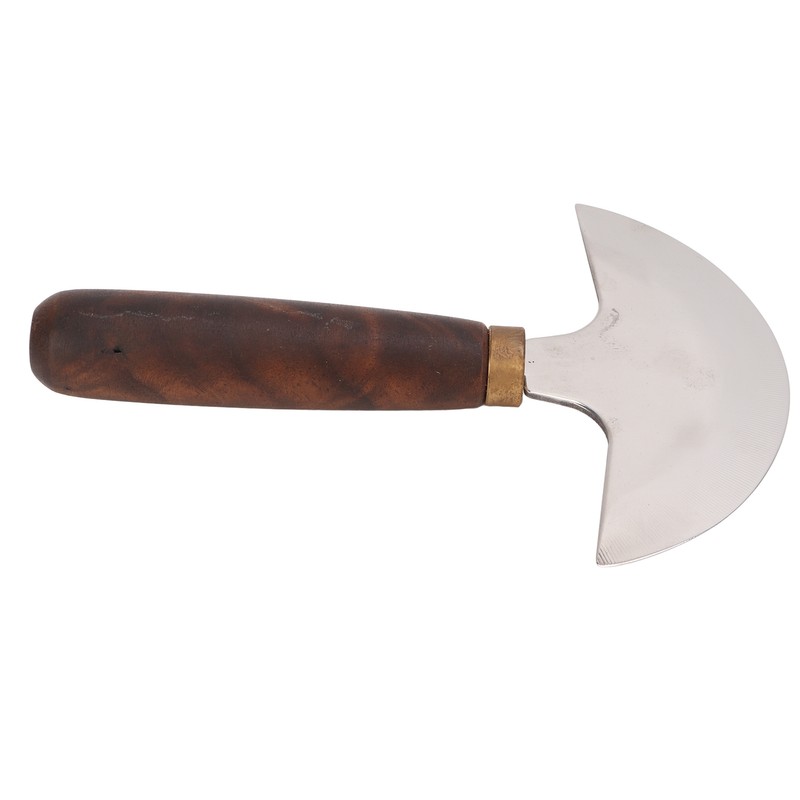 Leather Round Head Knife Walnut Wooden Handle Large Double Sided