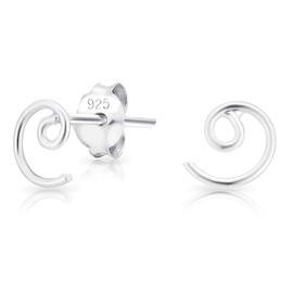 DTPsilver® Small Sterling Silver Spiral Stud Earrings Minimalist Size 5x6mm, Sterling Silver, No Gemstone