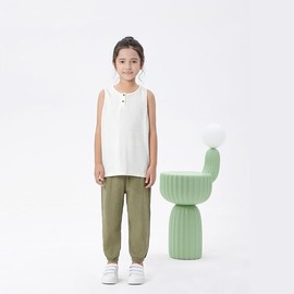 GFQLONG 3 Pack Toddler Boy Girl Casual Basic Plain Soft Trousers Baby Summer Fall Comfy Cotton Linen Bloomers Pants,Pink&Yellow&Green,3-4T