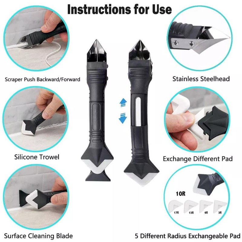 5 In 1 Silicone Remover Sealant Smooth Scraper Caulk Finisher