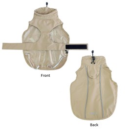 Adjustable Waterproof Dog Raincoat for Dogs,Lightweight Pet Rain Jacket Puppy Clothes with Reflective Strip for Small Medium Large Dogs(Khaki, Medium)