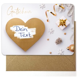 beriluDesign 6 voucher scratch cards to write on yourself for Christmas (6 cards + 6 envelopes)