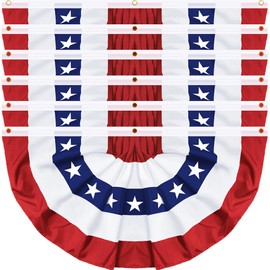 6 Pack 3x6 FT American Bunting Flag, USA Pleated Fan Flag Patriotic Half Fan Banner 4th of July Decorations Outdoor Memorial Day Decor Fourth July Independence Day Outside Red White and Blue Decor