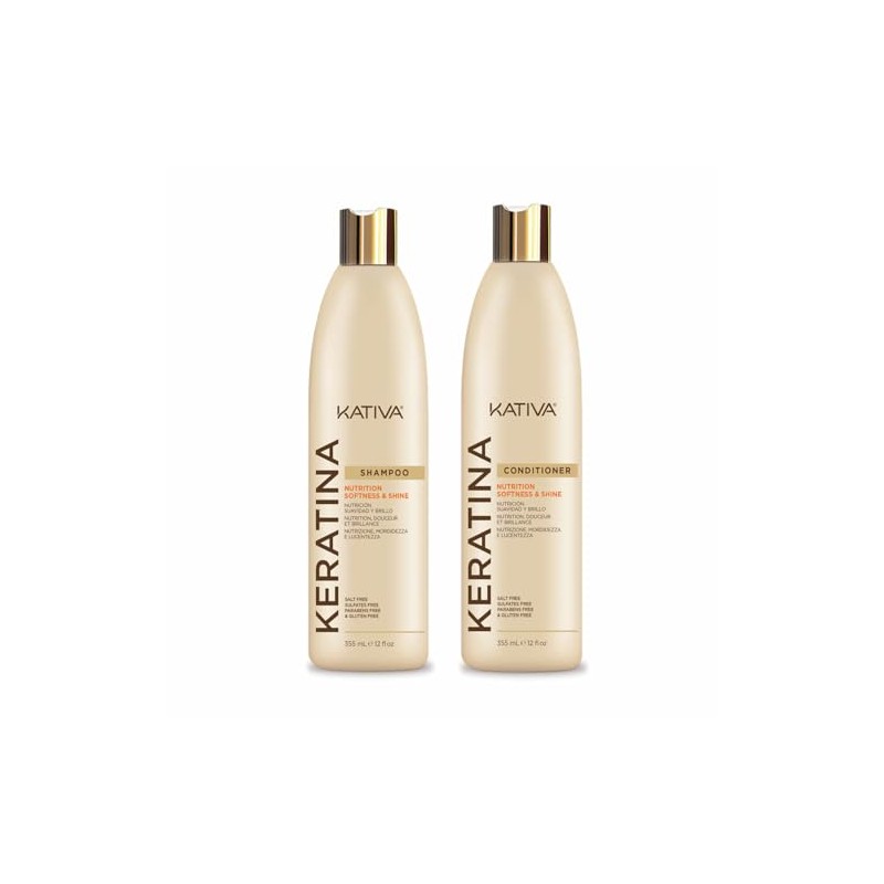 2 Pack KATIVA Keratina Shampoo 355 ML + KATIVA Keratin