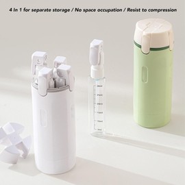 Denash Botella Dispensadora de Viaje 4 en 1,Botellas de Viaje Recargables a Prueba de Fugas,Contenedores de Artículos de Tocador Portátiles con Escala Visible para Champú, Loción, Cosméticos
