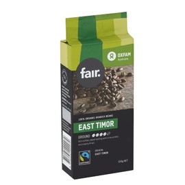 Oxfam fair Coffee Ground Fairtrade Organic East Timor 250g