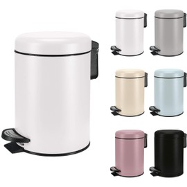 KW Soft Shade Small Round Pedal Bin 3ltr (Soft White, 3 Ltr)