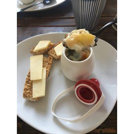 AggCoddler - Gustav Porcelain Serving Plate for Egg Coddlers - Scandinavian Design Grooved White Oval Dish