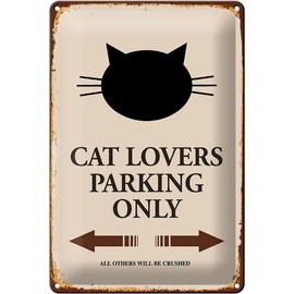 Blechschild 20x30cm gewölbt cat lovers parking only Katze Deko Geschenk Schild