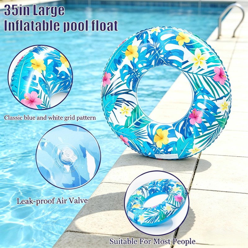 4 pcs Large Luau Pool Floats Inflatable Floaties Rings for