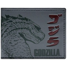 Animation Godzilla Kaiju King of The Monsters Embossed Wallet Bi-Fold ID & Card Holder, Grey