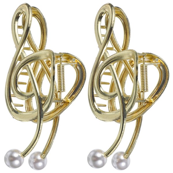 NOLITOY 2pcs Music Note Hair Claw, Golden Metal Hair Clips