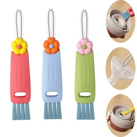 3 Pack 3 in 1 Multifunctional Cup Lid Cleaning Brush, Water Bottle Cleaner Brush Crevice Cleaning Brush for Bottle Gap Tight Spaces Cup