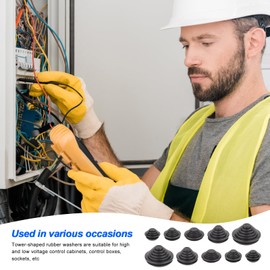 60 pieces rubber grommet cable grommet, 10 mm/16 mm/20 mm/25 mm/30 mm tower shape cable seals, waterproof cable grommet rubber, rubber plug set, rubber cable grommets set for wire and cable protection