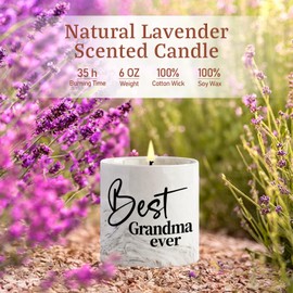 Gifts for Grandma Best Grandma Ever Gifts Grandma Gifts from Grandkids Granddaughter Grandson Christmas Mothers Day Grandparent Day Present for Granny 6oz Ceramic Lavender Grandmother Candle