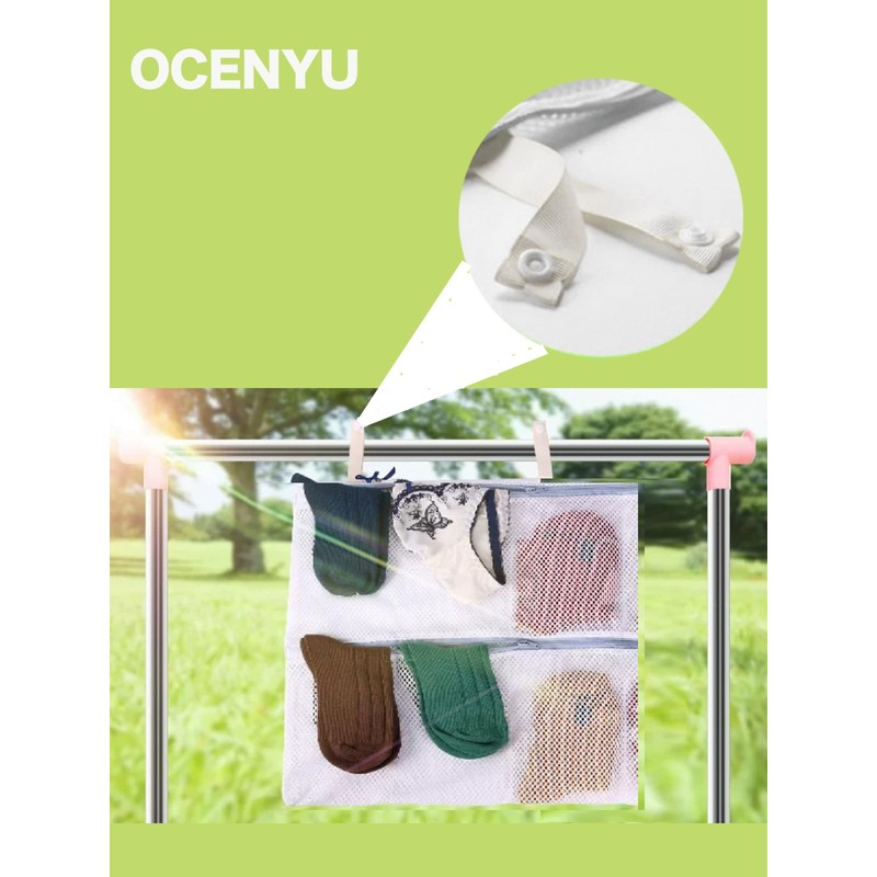 OCENYU Laundry Bag for Socks, 6 Pockets, 2 Packs of