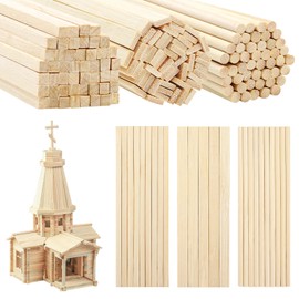 DOITEM Pack of 150 Natural Bamboo Wooden Craft Sticks Natural Wooden Square Dowel Sticks Unfinished Natural Wood Dowel Rods 20 cm / 8 Inch Wooden Strips for Crafting Projects