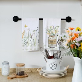 TAXTYHRE Spring Tea Towels, Flowers, Spring Kitchen Towels, Tea Towels, Summer Leaves Decoration, Kitchen Towels, Multi-Purpose Kitchen Drying Towel, 40 x 59 cm (W)