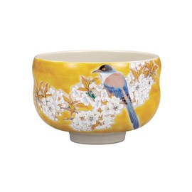Nakamaru K8-797 Kutani Ware Matcha Bowl Yoshidayama Cherry Blossoms and Birds